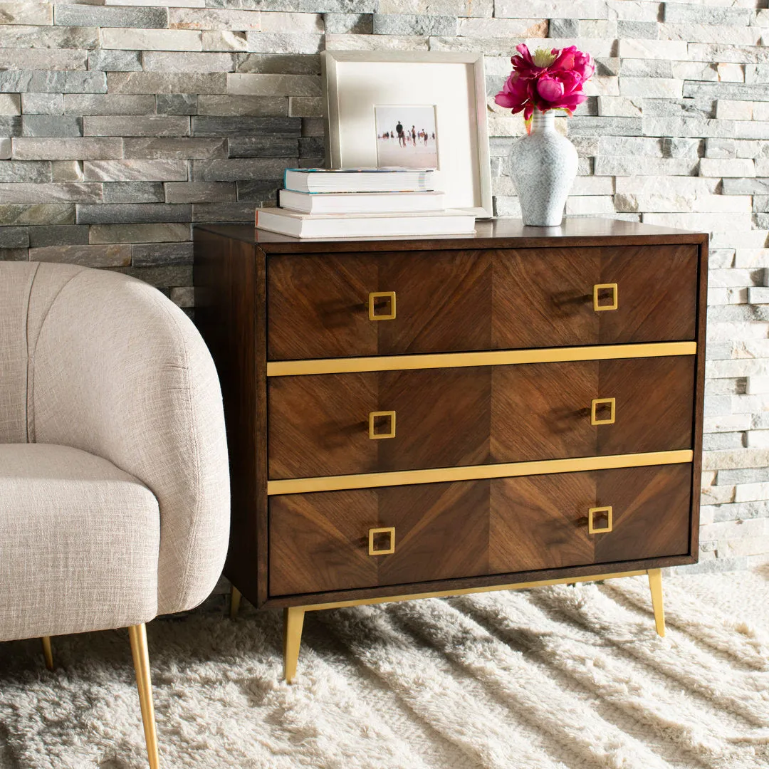 Malia 3 Drawers 31.9" W Dresser AllModern Color: Walnut/Gold