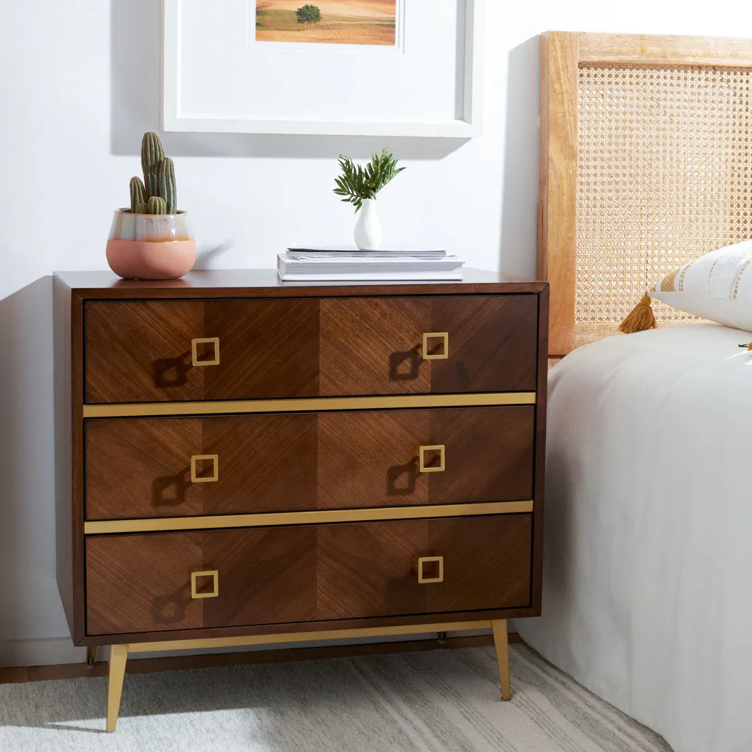 Malia 3 Drawers 31.9" W Dresser AllModern Color: Walnut/Gold