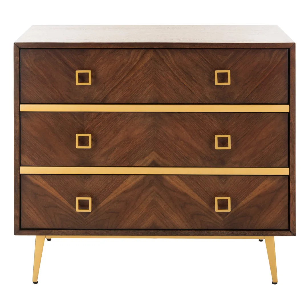 Malia 3 Drawers 31.9" W Dresser AllModern Color: Walnut/Gold