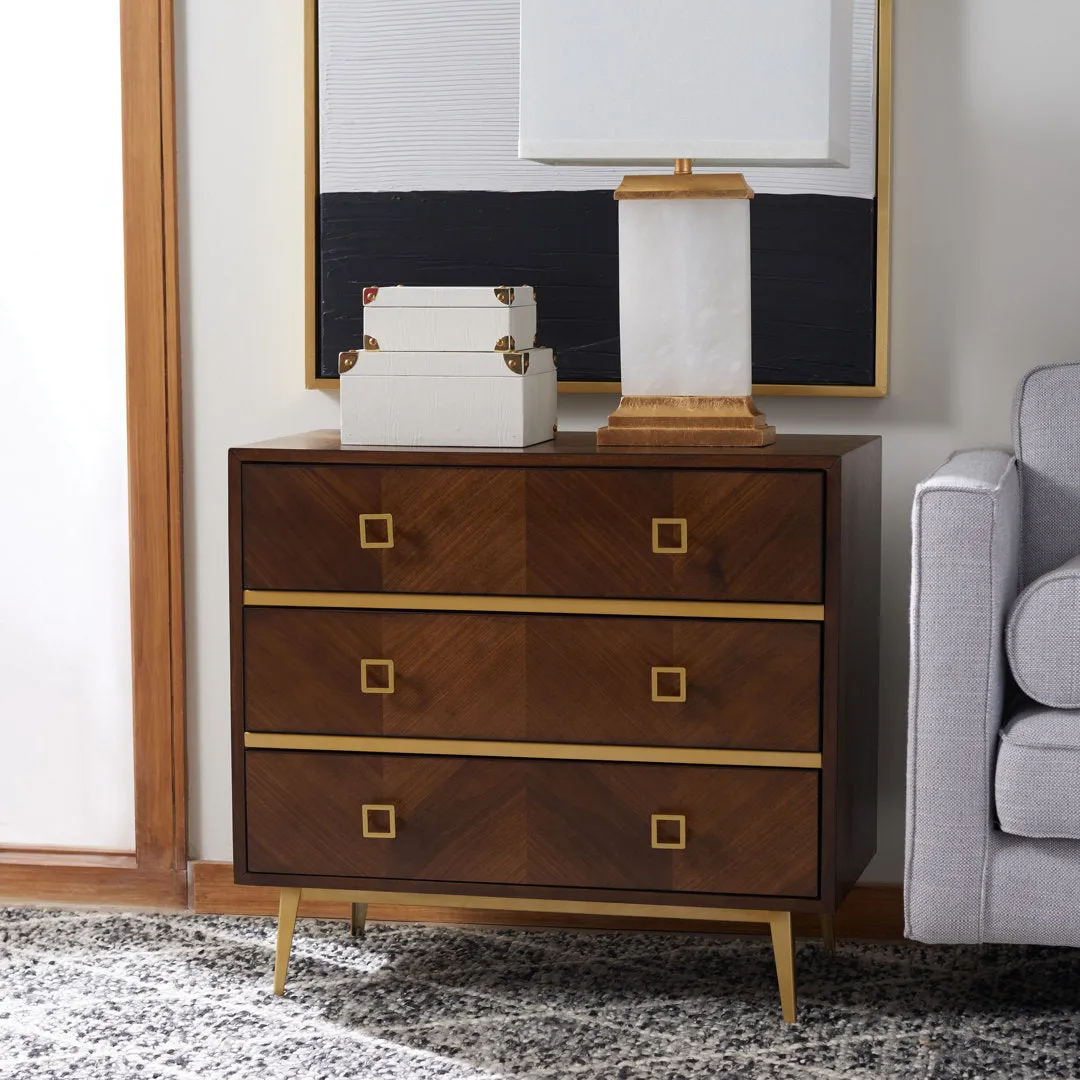 Malia 3 Drawers 31.9" W Dresser AllModern Color: Walnut/Gold
