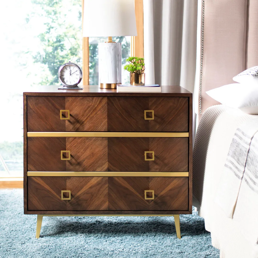 Malia 3 Drawers 31.9" W Dresser AllModern Color: Walnut/Gold