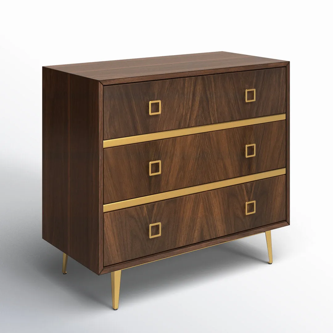 Malia 3 Drawers 31.9" W Dresser AllModern Color: Walnut/Gold