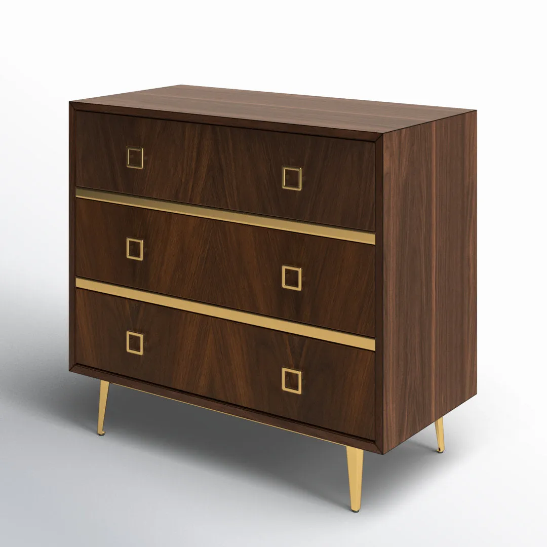 Malia 3 Drawers 31.9" W Dresser AllModern Color: Walnut/Gold