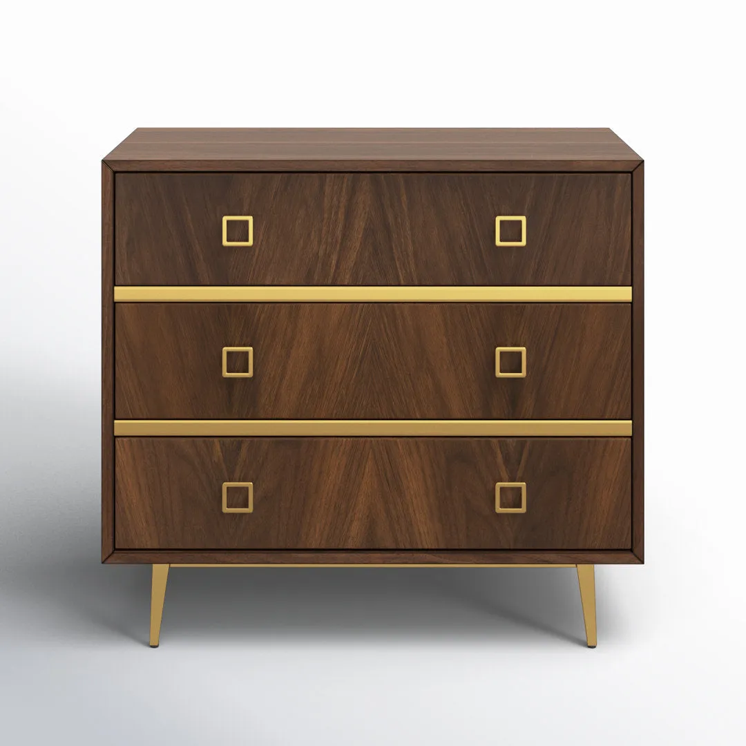 Malia 3 Drawers 31.9" W Dresser AllModern Color: Walnut/Gold