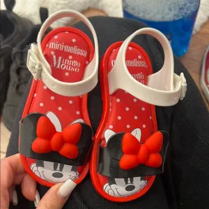 Mini Melissa Minnie Mouse Kids Sandals - Red and White