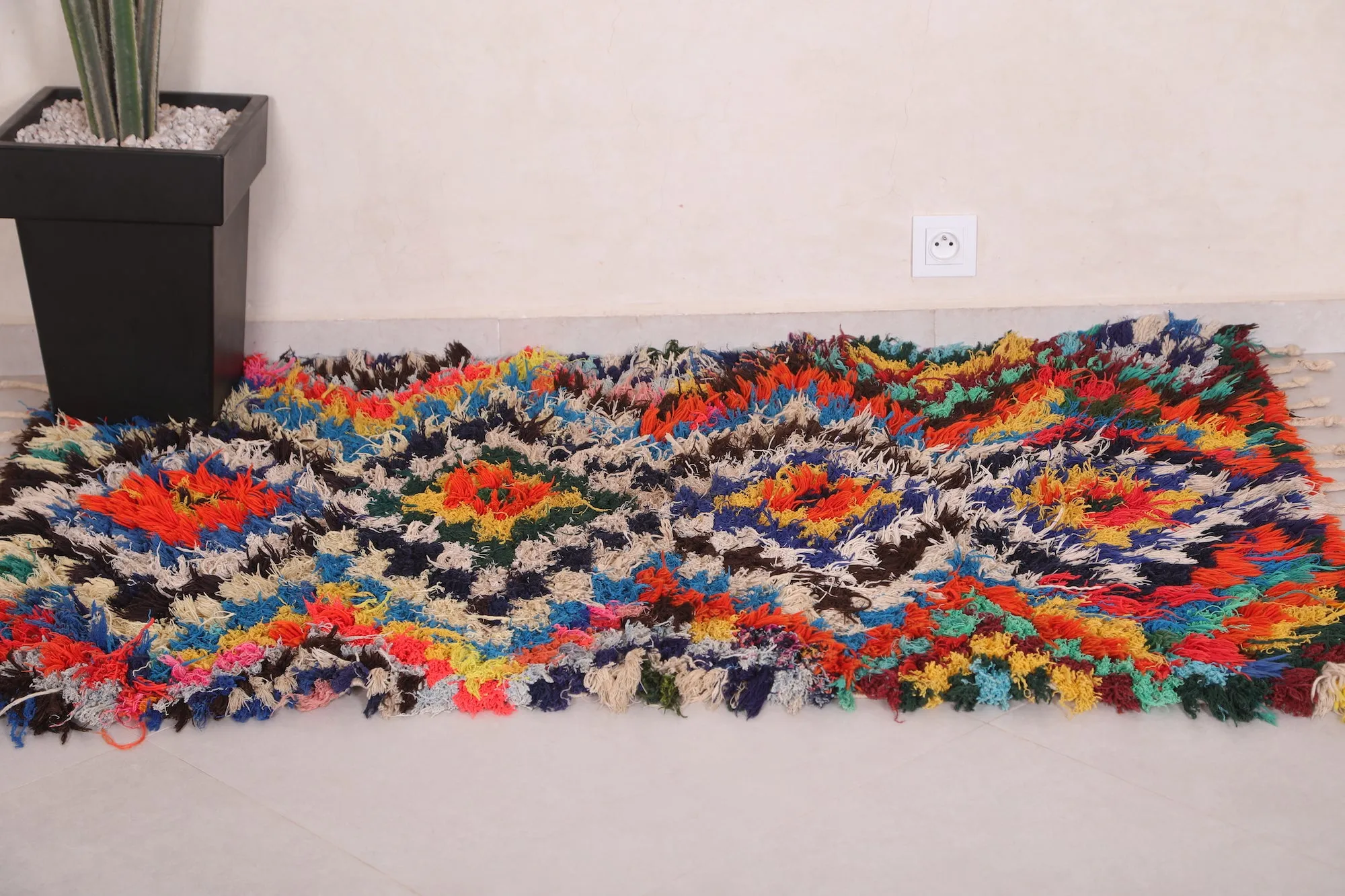 Moroccan Rug 3.3 x 5.1 Feet - Colorful Boucherouite Design
