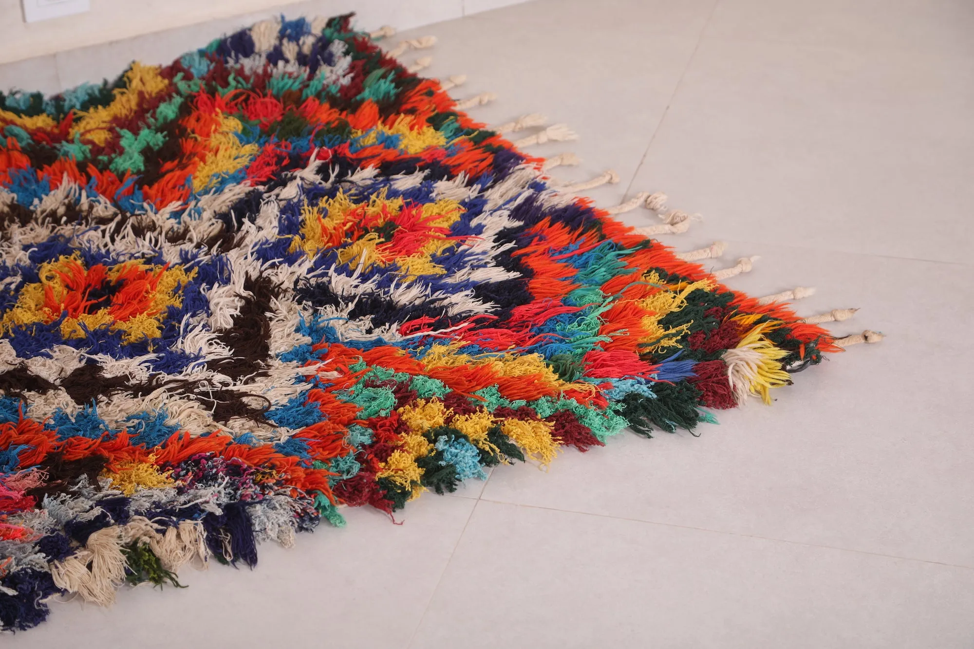 Moroccan Rug 3.3 x 5.1 Feet - Colorful Boucherouite Design