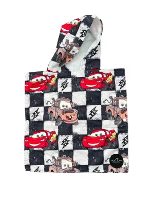 NEW! Checkered Cars  Hooded Towel/ Poncho