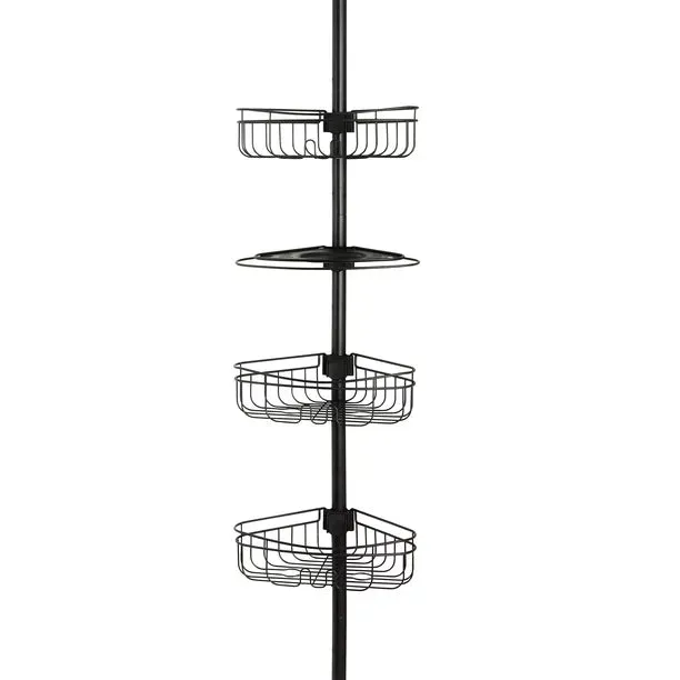 New Mainstays 3-Shelf Tension Pole Shower Caddy, Oil-Rubbed Bronze