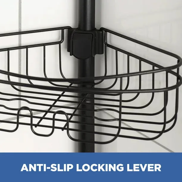 New Mainstays 3-Shelf Tension Pole Shower Caddy, Oil-Rubbed Bronze
