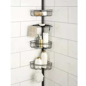 New Mainstays 3-Shelf Tension Pole Shower Caddy, Oil-Rubbed Bronze