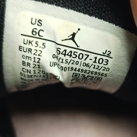 Nike Jordan 1 Mid White Light Arctic Pink Black Kid Preschool AT4612-103 Sz 6c