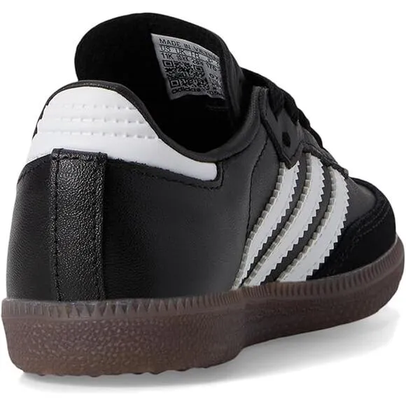NWT adidas Unisex Little Kid Samba Indoor Sneaker, Black/White/Gum-Size 12