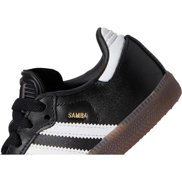 NWT adidas Unisex Little Kid Samba Indoor Sneaker, Black/White/Gum-Size 12
