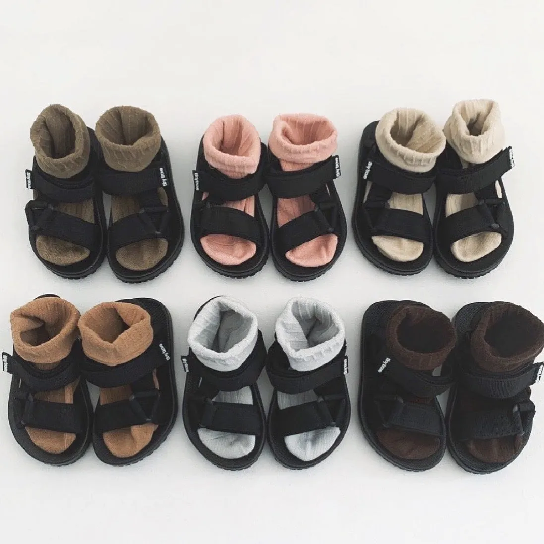 Olympia Velcro Sandals - Black