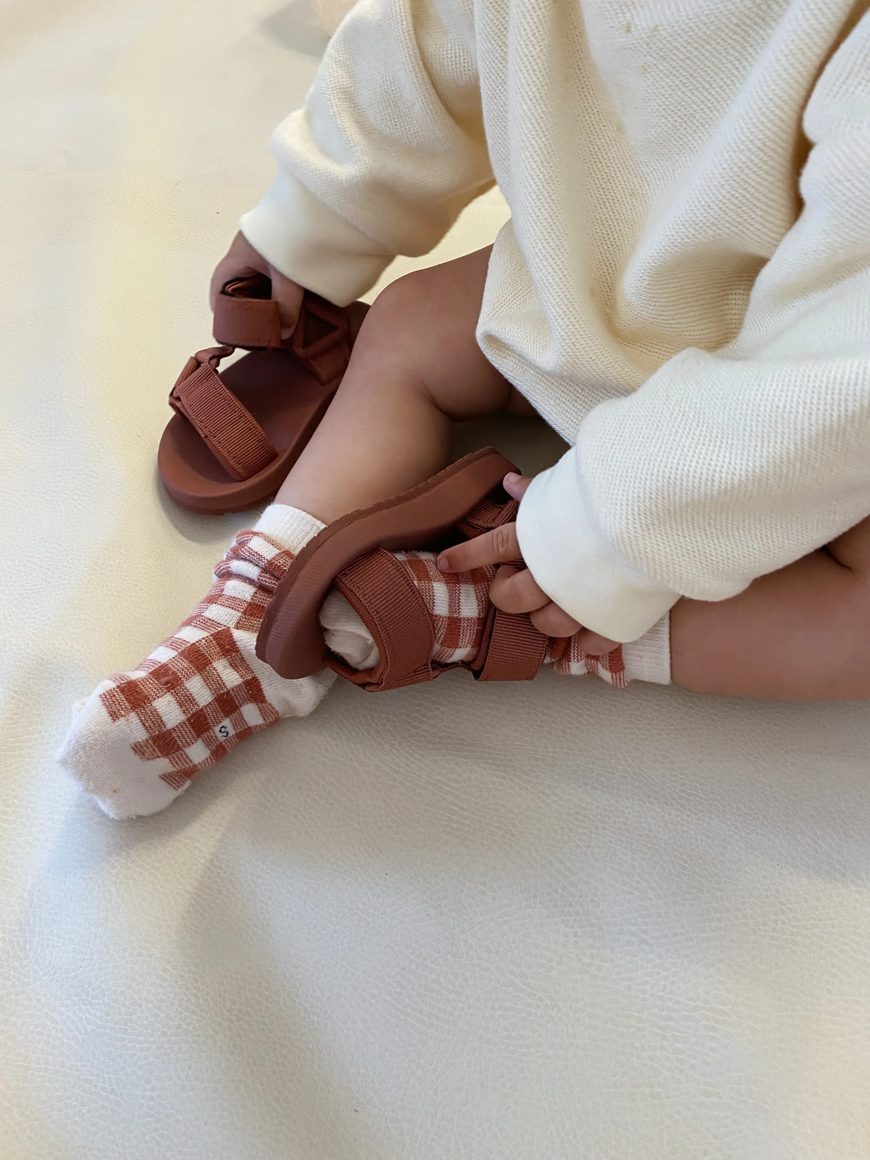 Olympia Velcro Sandals - Brick