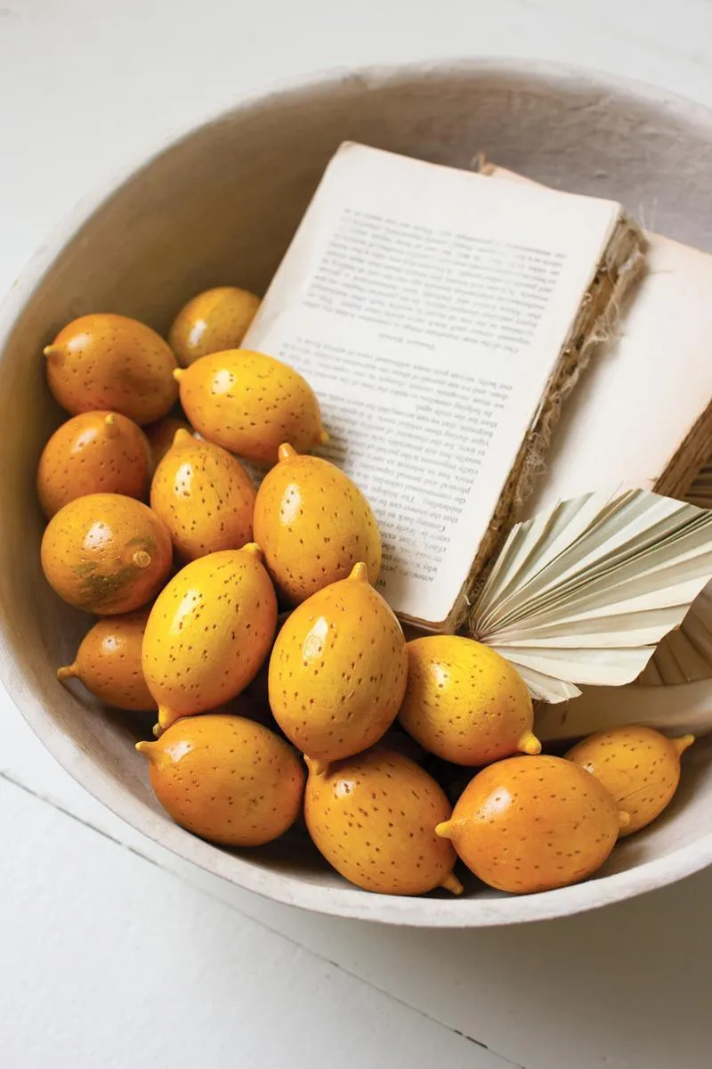 One Dozen Hand-Carved Wooden Lemons