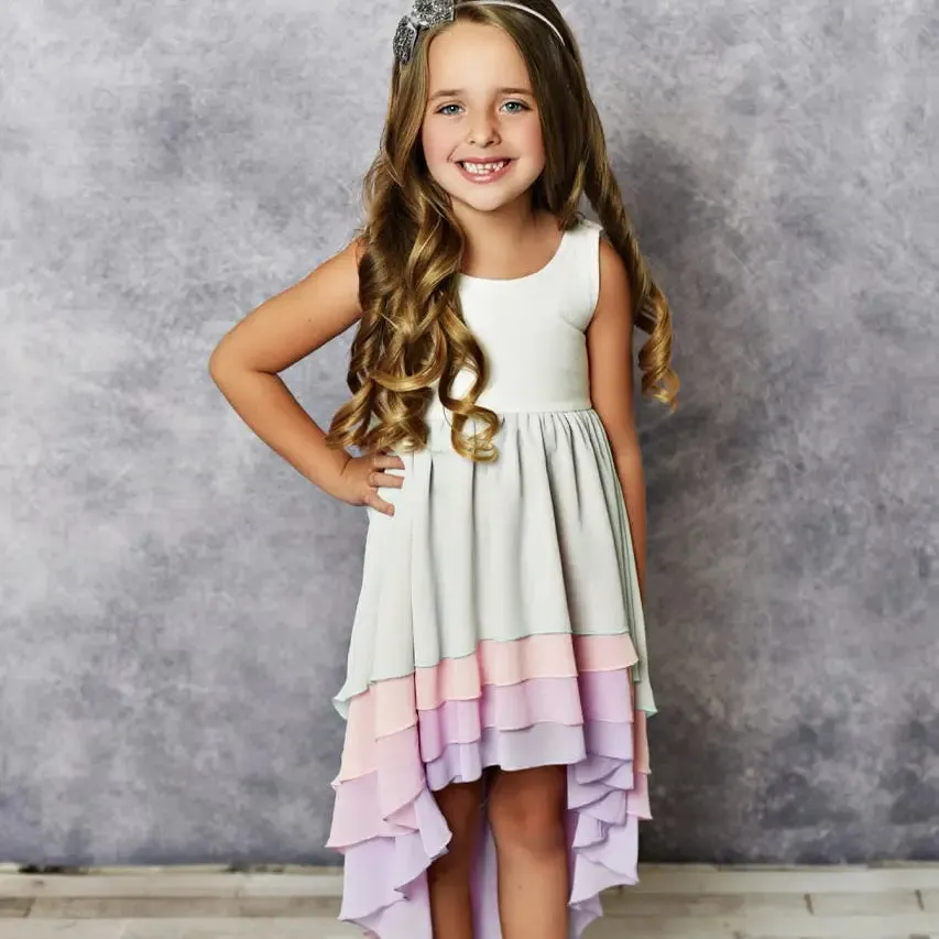 Oopsie Daisy Kid Hi-Lo Frill Tier Ombre Dress