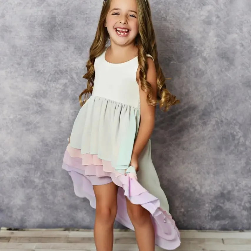 Oopsie Daisy Kid Hi-Lo Frill Tier Ombre Dress