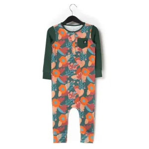 OVERLAP FLORAL - LONG SLEEVE HENLEY ROMPER