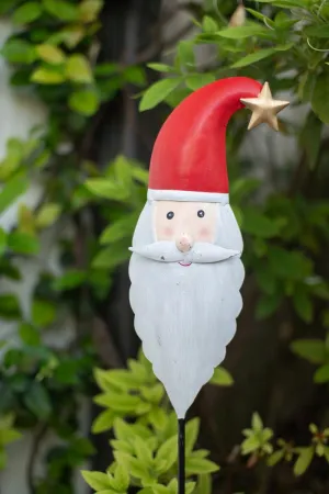 Painted Iron Santa Garden Stake (Pack of 4)