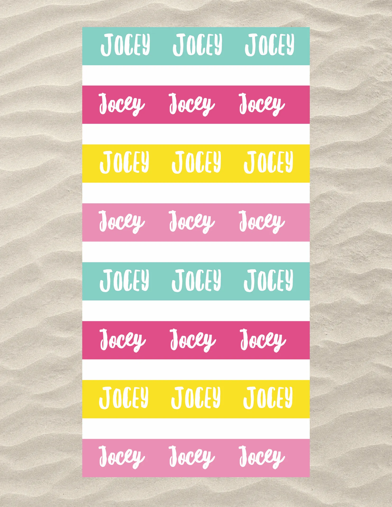Pastel Stripe Name Repeat Beach Towel