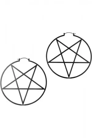 Pentagram Hoop Earrings - Black