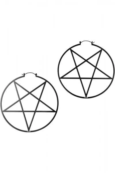 Pentagram Hoop Earrings - Black