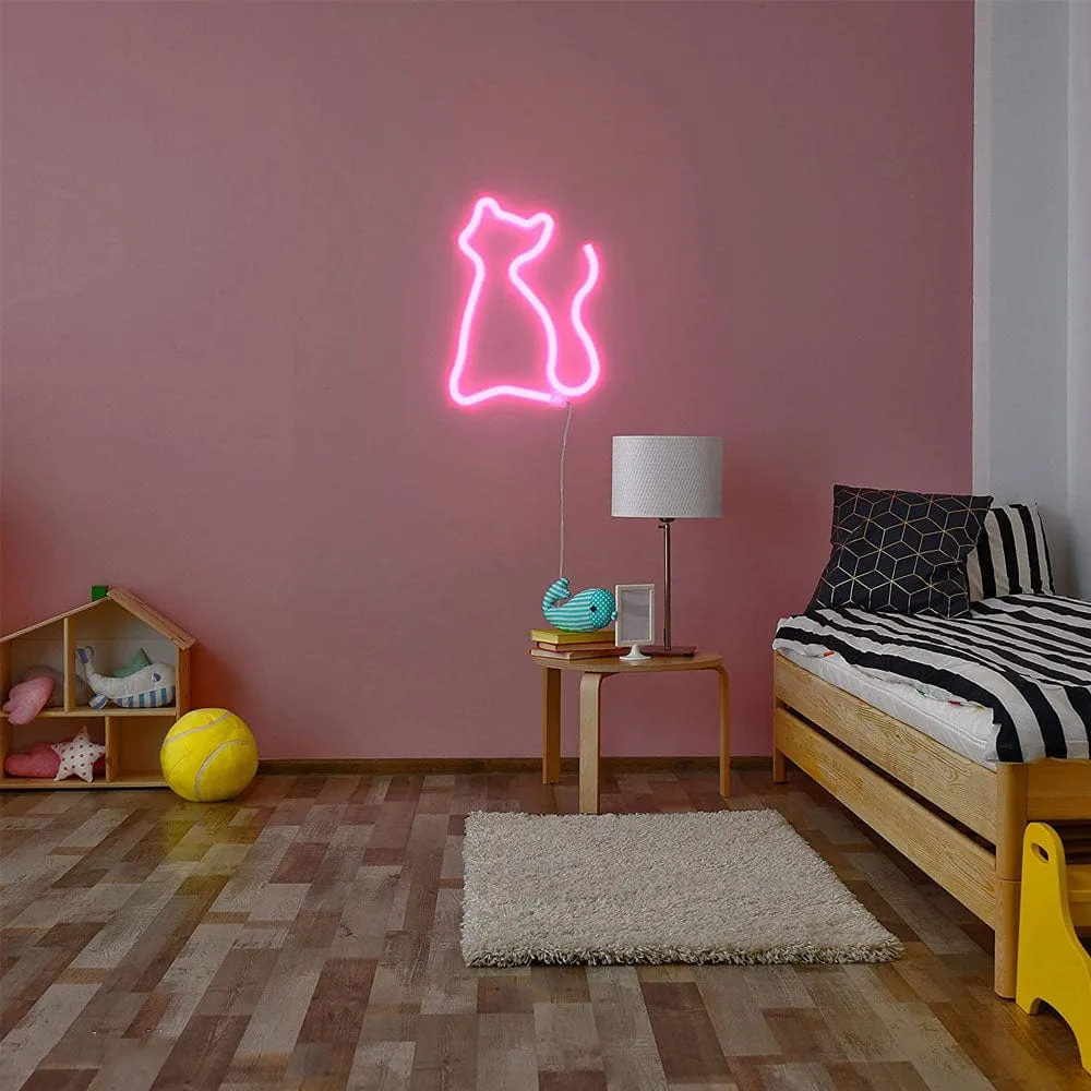Pink Cat Neon LED Wall Light
