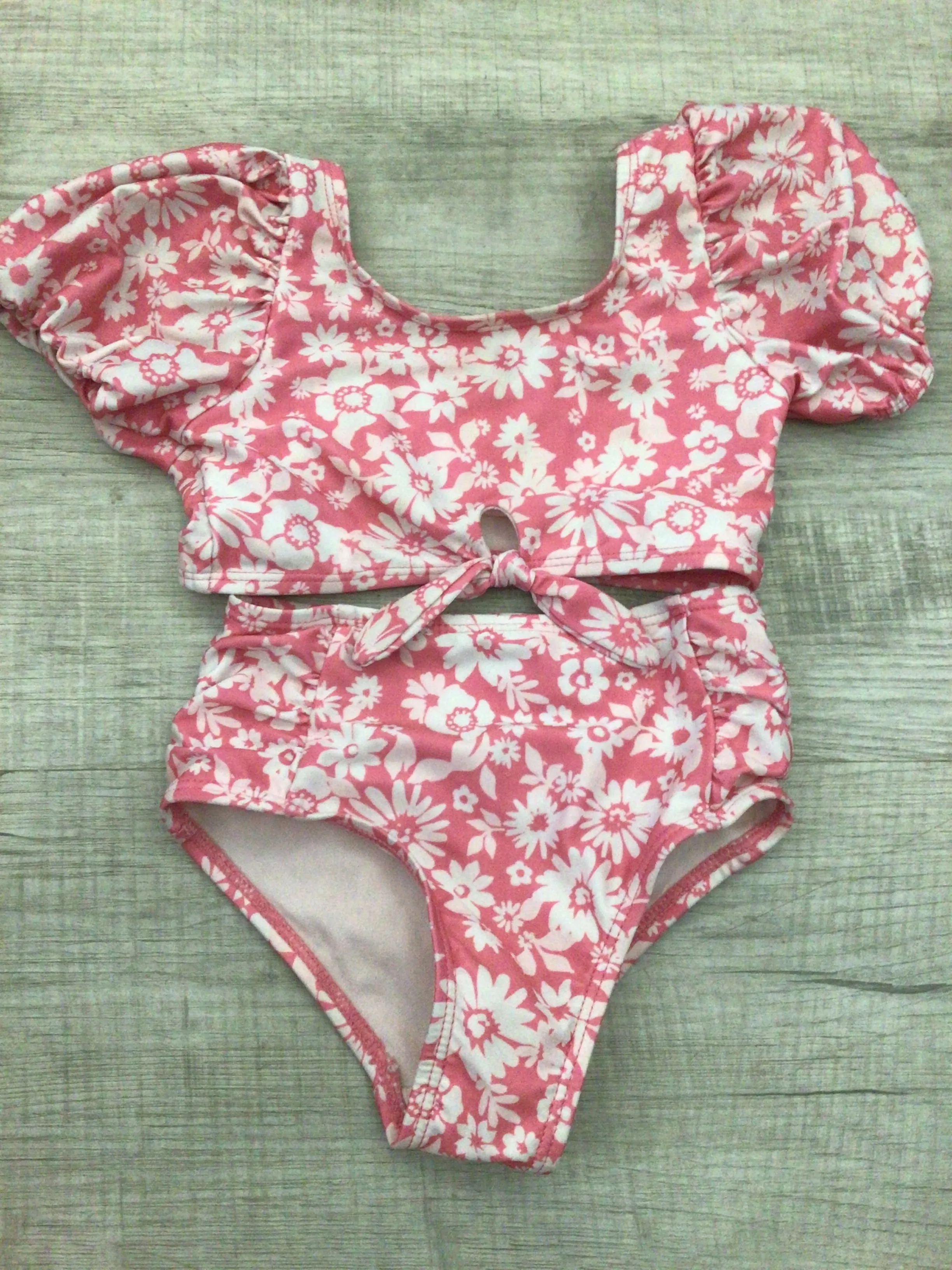 Pink floral swimsuit-4/5
