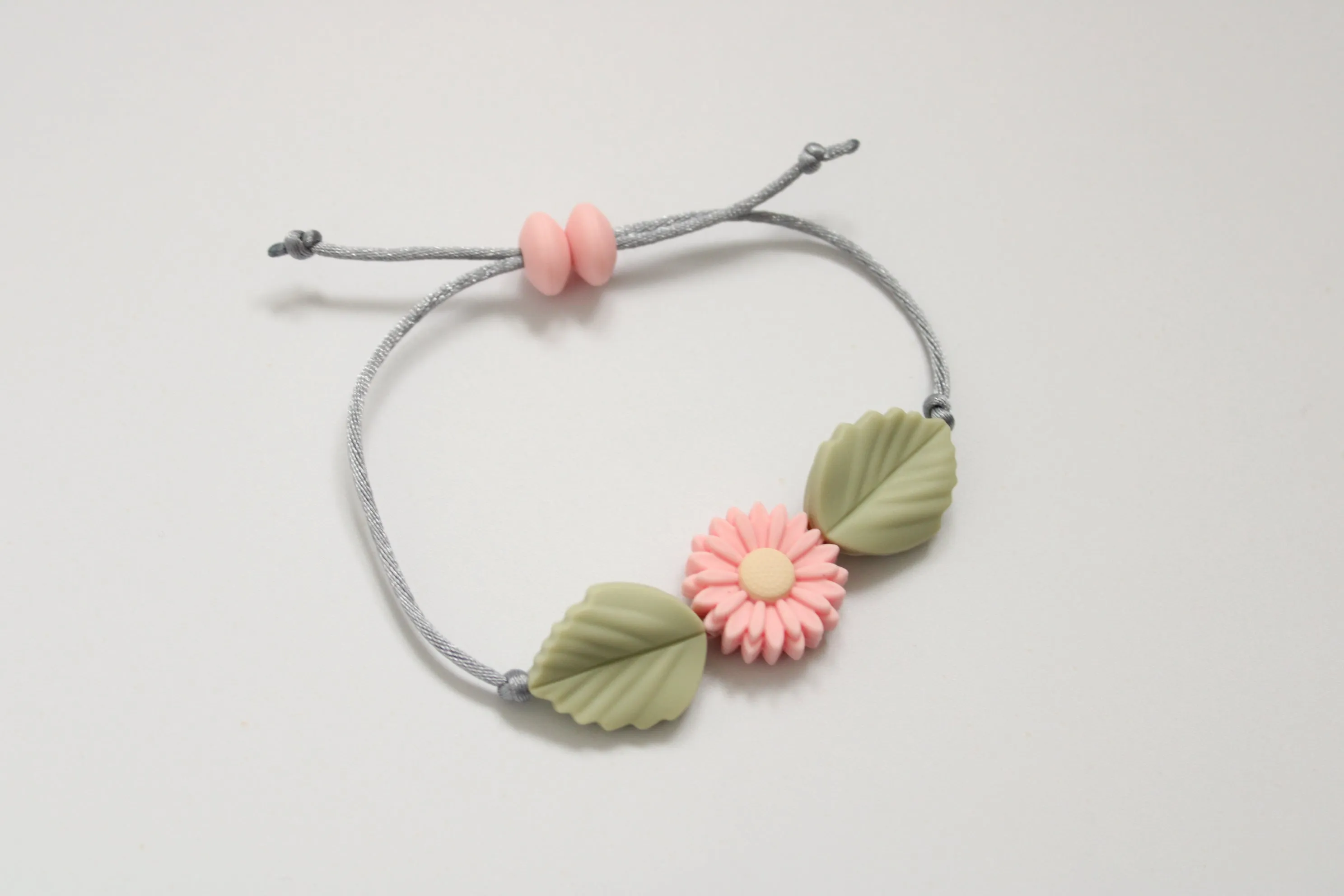Pink Flower Adjustable Bracelet