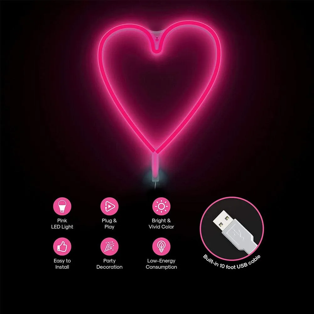 Pink Heart Neon LED Wall Light