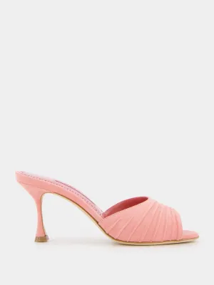 Pirua Pink Suede 70mm Mule Heels