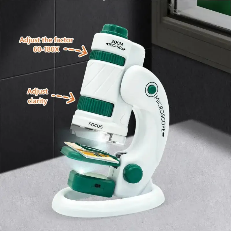 Pocket microscope toy kit - 60-120x educational mini handheld microscope with light - stem science