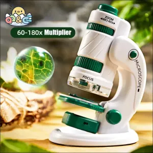 Pocket microscope toy kit - 60-120x educational mini handheld microscope with light - stem science