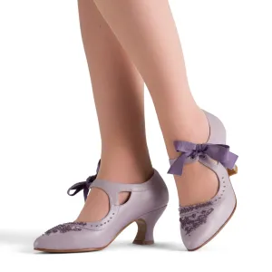PRE-ORDER Laurel Beaded Edwardian Shoes Wide (Dusty Lilac)