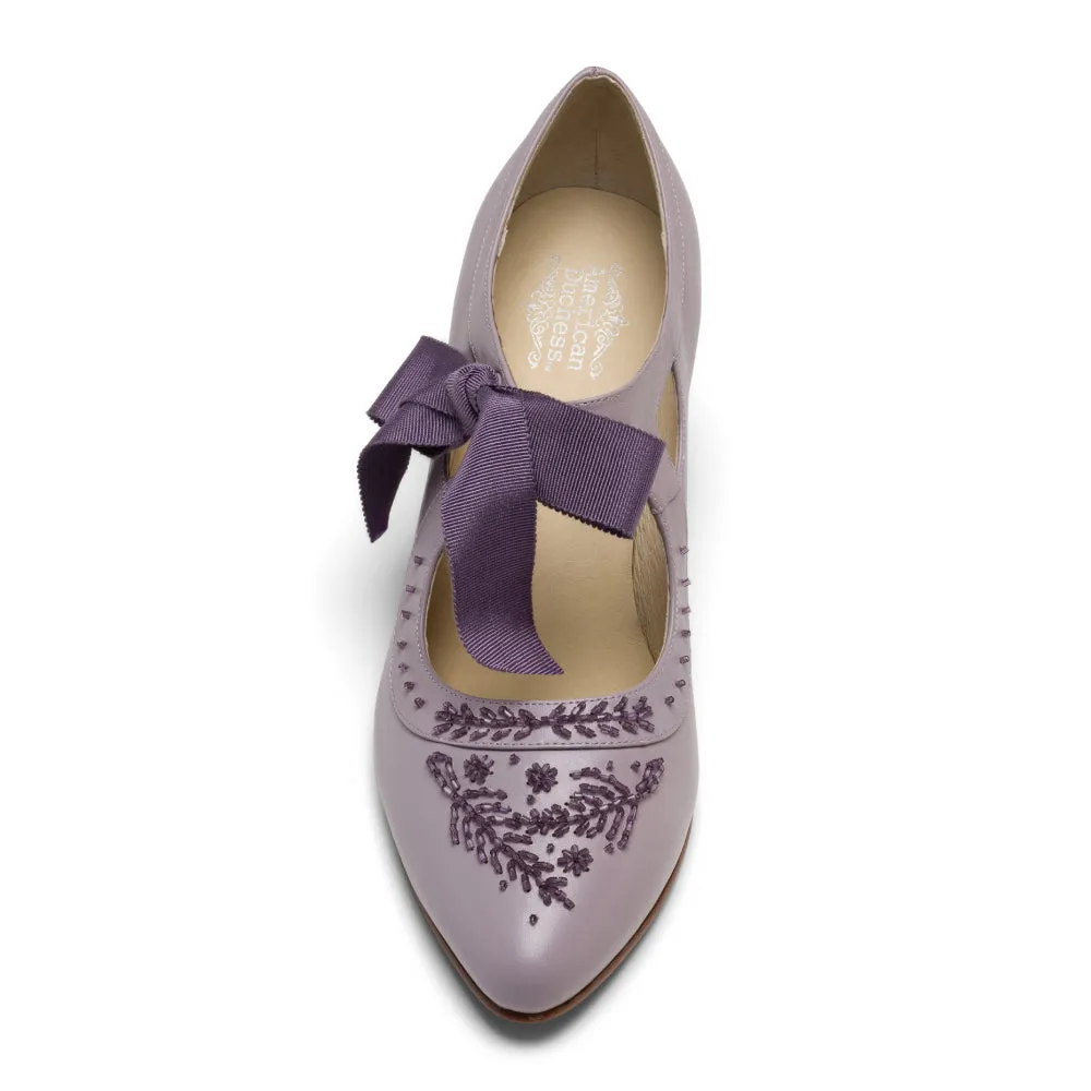 PRE-ORDER Laurel Beaded Edwardian Shoes Wide (Dusty Lilac)
