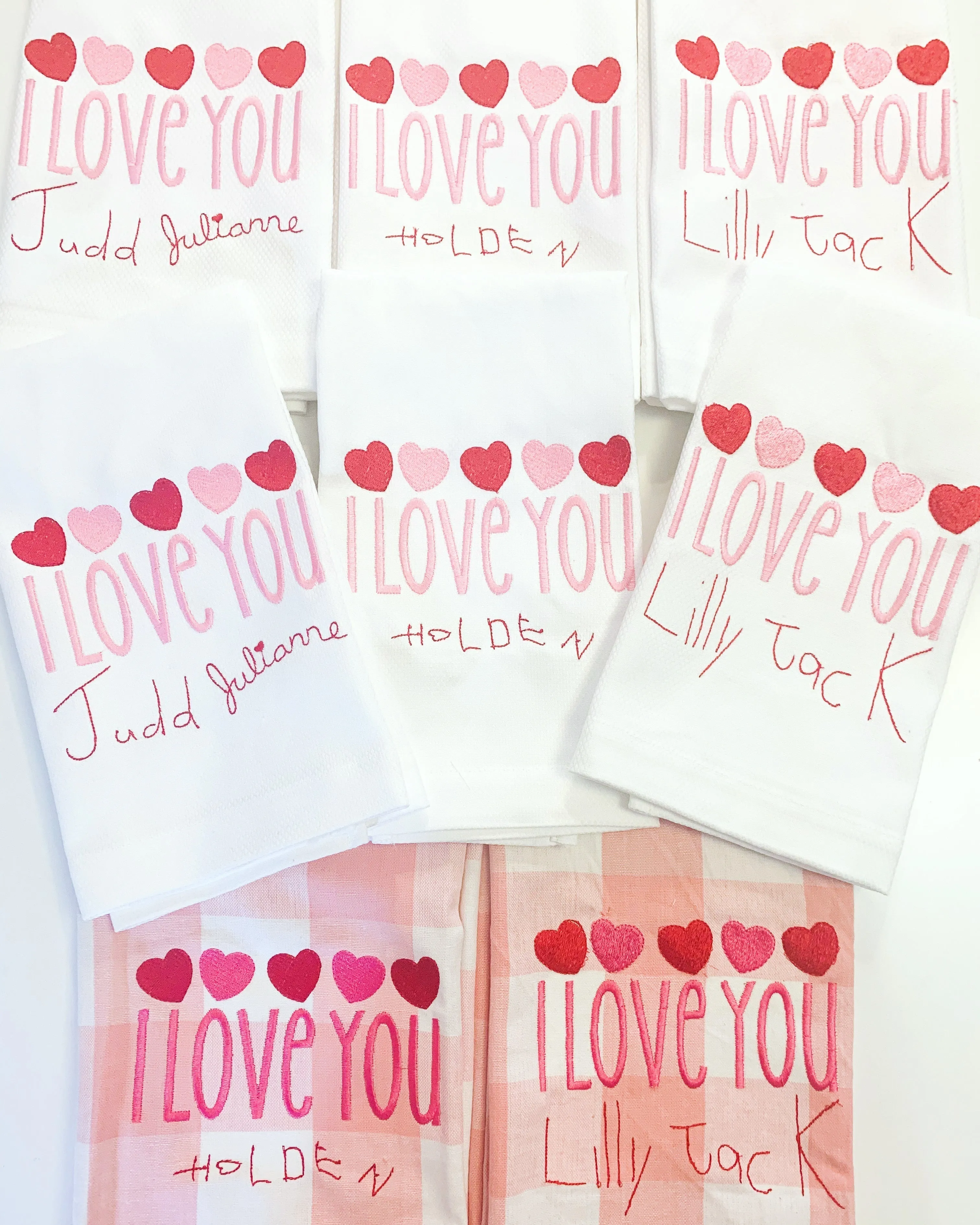 Qty 5-I love you handwritten Linens