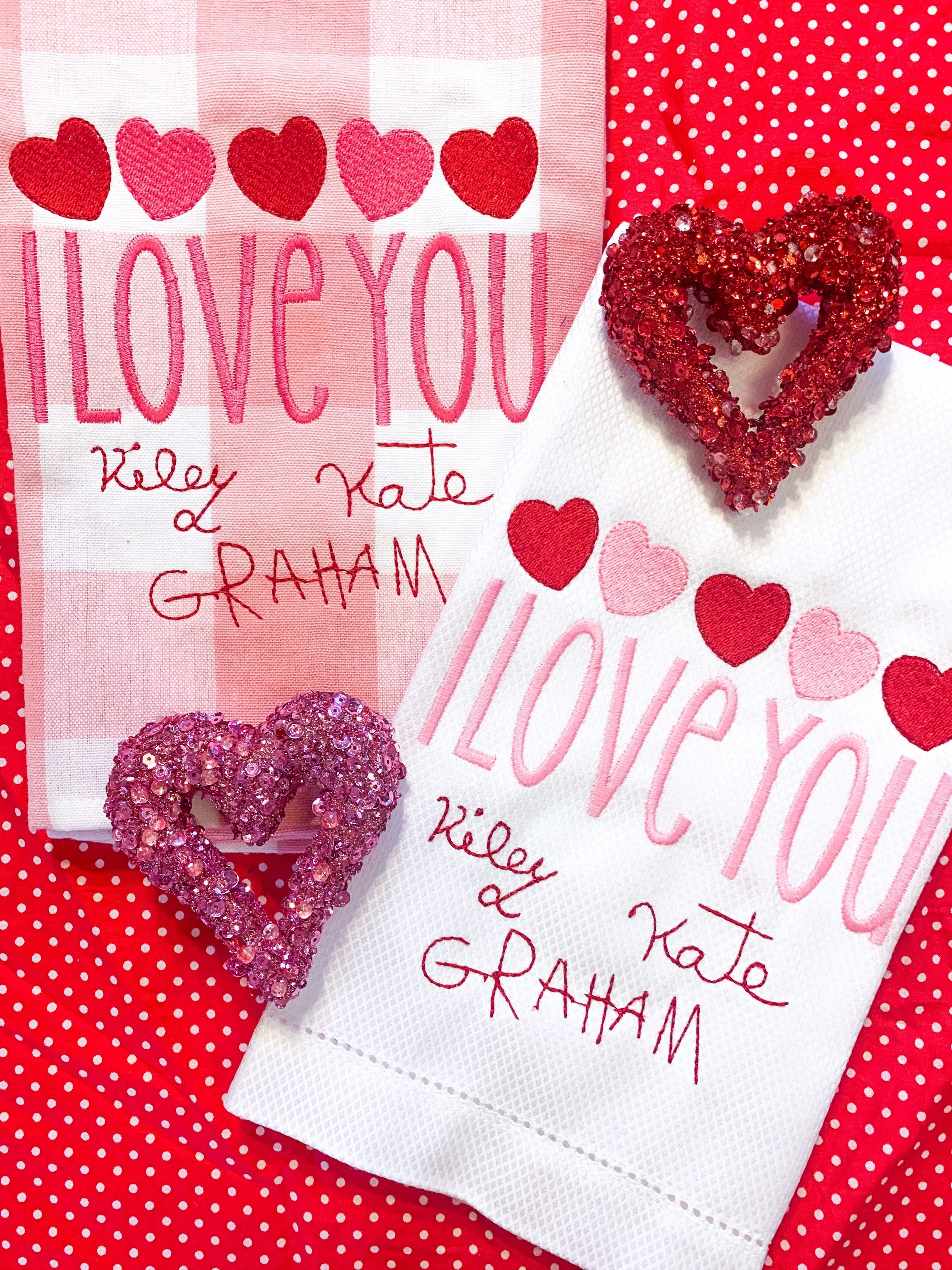 Qty 5-I love you handwritten Linens