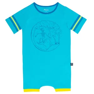 RAGS Essentials Retro S/S Short Rag Romper - Surfin Skelly - Crystal Seas