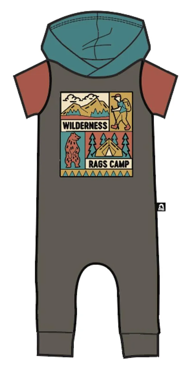 RAGS Short Sleeve Hooded Rag Romper - Wilderness Rags Camp