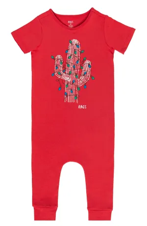 Rags Short Sleeve Rag Romper - 'Christmas Cactus'