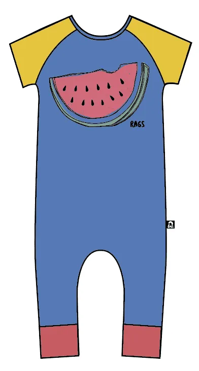 RAGS Short Sleeve Romper - Watermelon Regatta