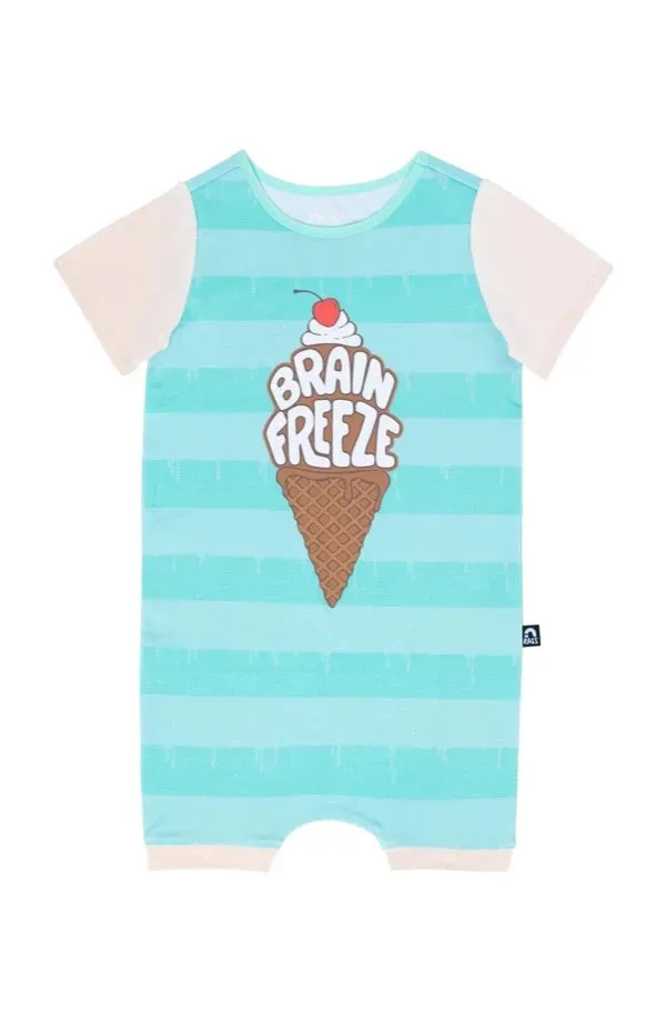 Rags Short Sleeve Short Rag Romper in Brain Freeze