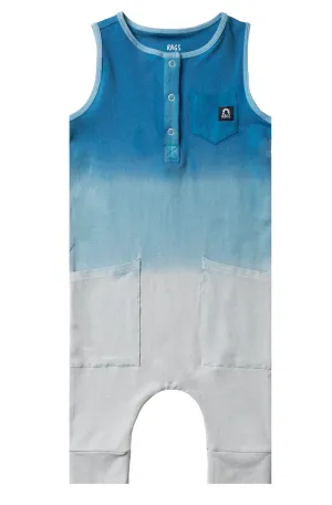 RAGS Tank Henley Capri Chest & Hip Pocket Rag Romper Dip-Dye - French Blue & Arona