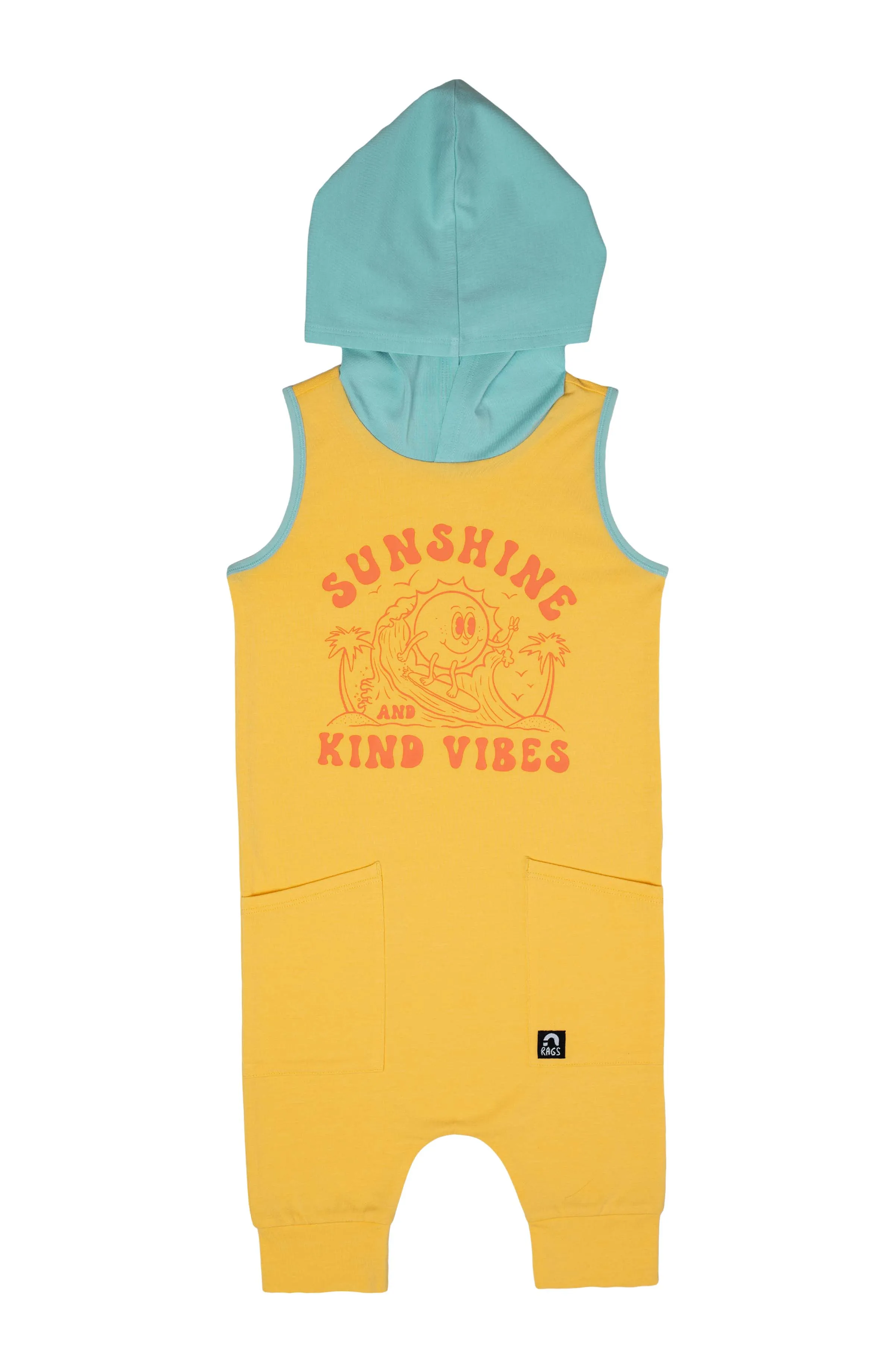 RAGS Tank Hooded Hip Pocket Capri Rag Romper - Sunshine & Kind Vibes