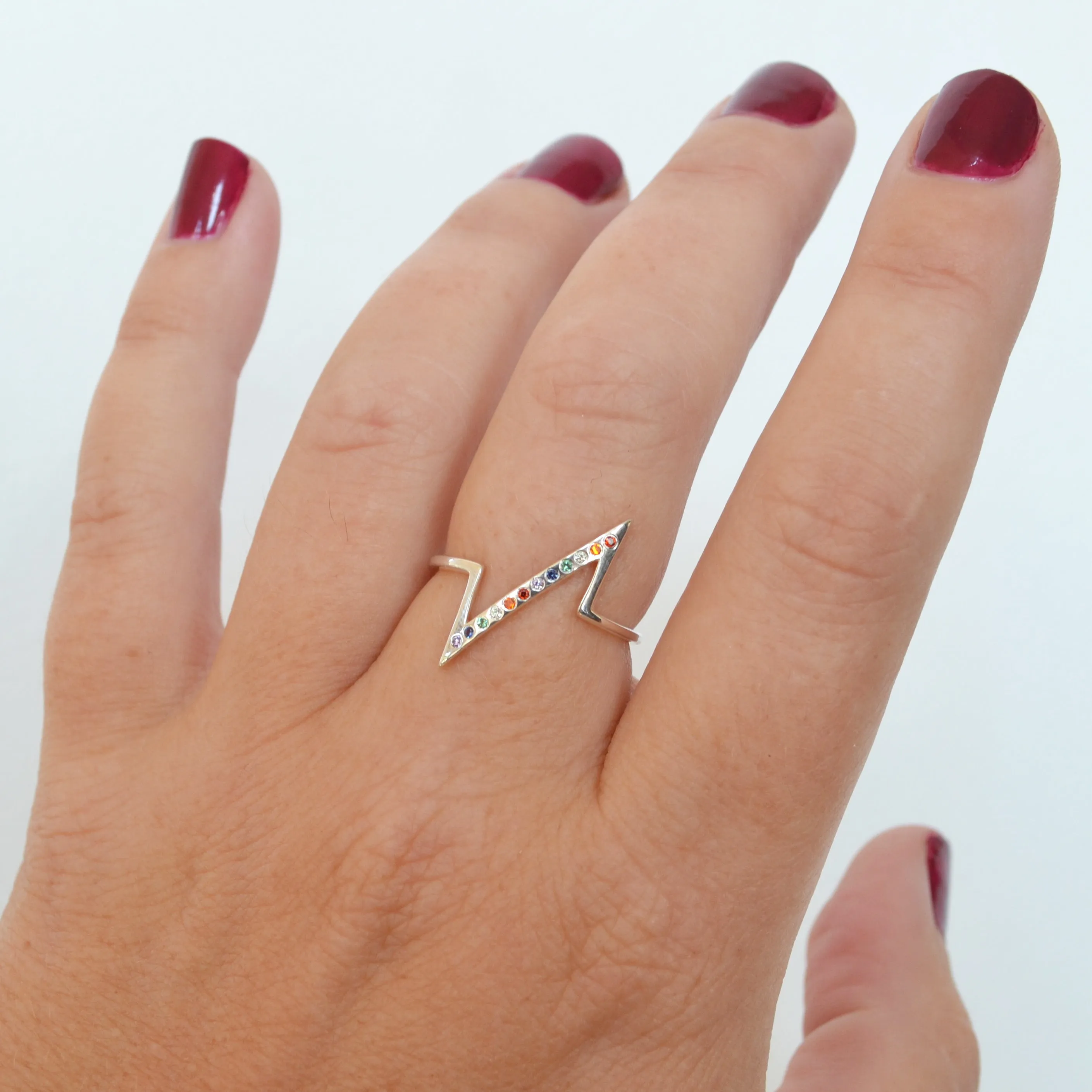 Rainbow Breakline Ring, Gold or Silver