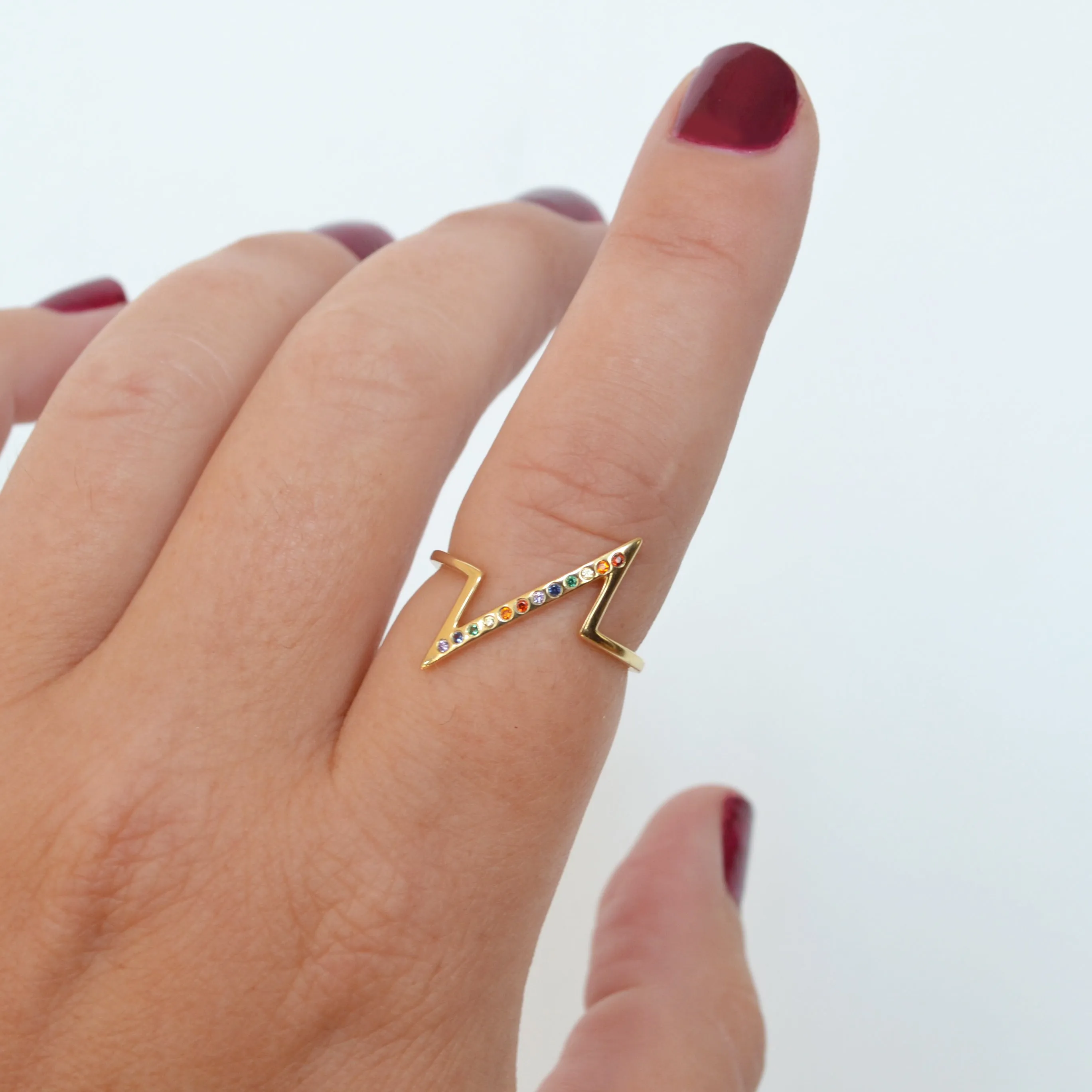 Rainbow Breakline Ring, Gold or Silver