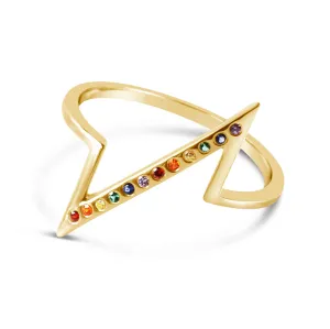 Rainbow Breakline Ring, Gold or Silver