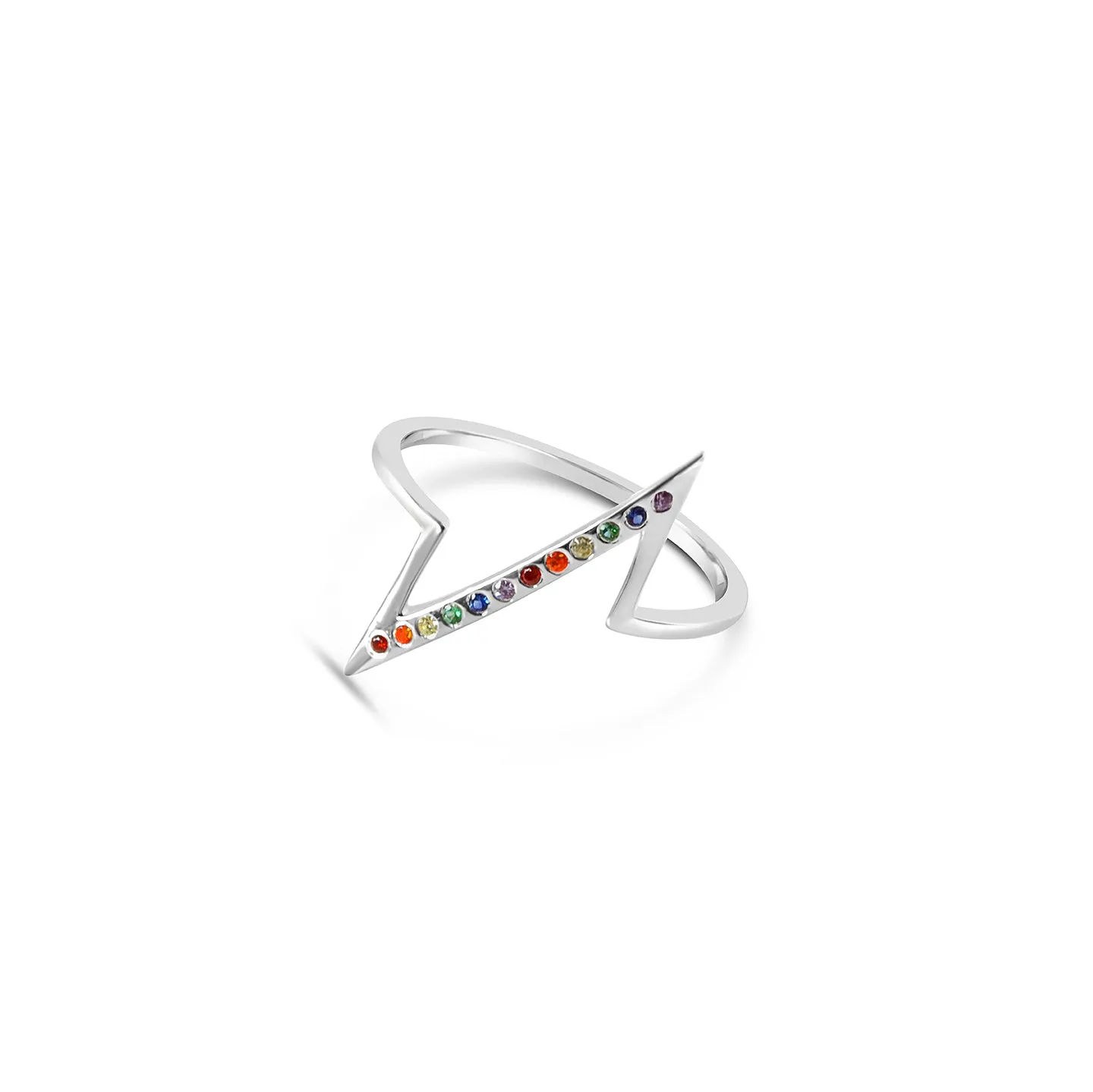 Rainbow Breakline Ring, Gold or Silver
